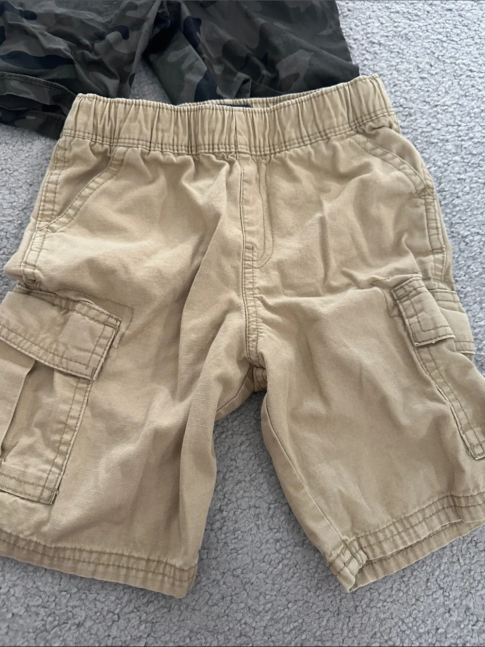 Kids Elastic-Waist Cargo Shorts - Brown, Green, Camo, Khaki, Gray